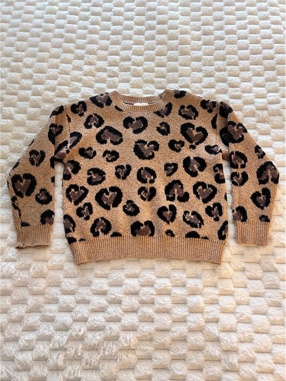 Jumping Beans Girls Leopard Animal Print Hearts Crewneck Sweater (3T)